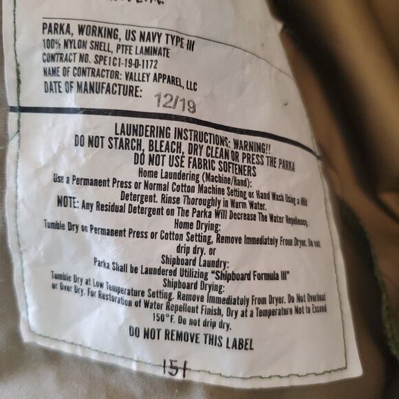 US Navy Working Uniform NWU Type III Parka Medium X-Long AOR2 12/19 - Picture 5 of 14